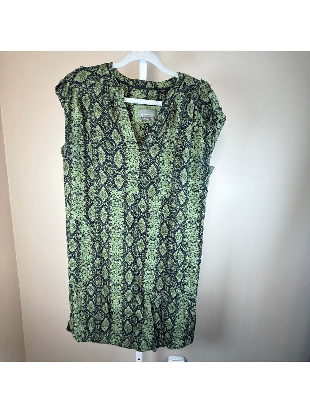 Anthropologie Green Snake Print Rachel Dress Size S